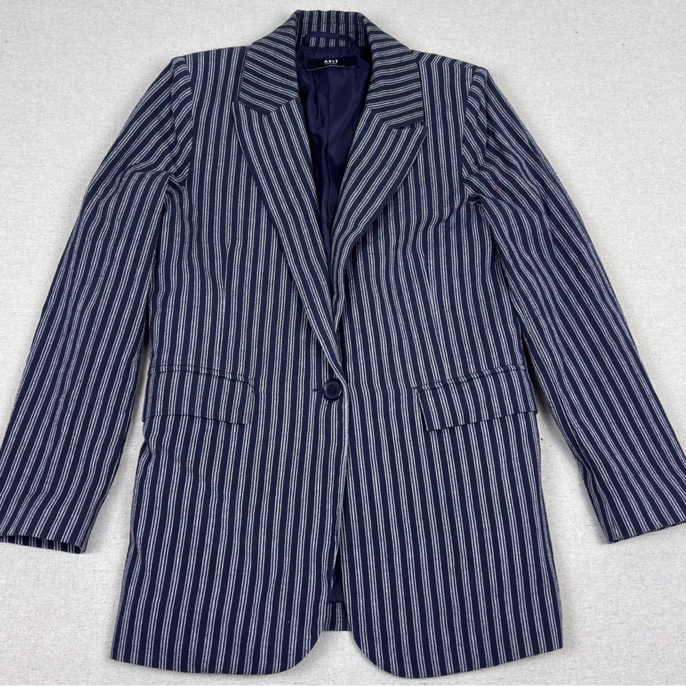 Able Women’s Navy Blue & White Striped Blazer Size S